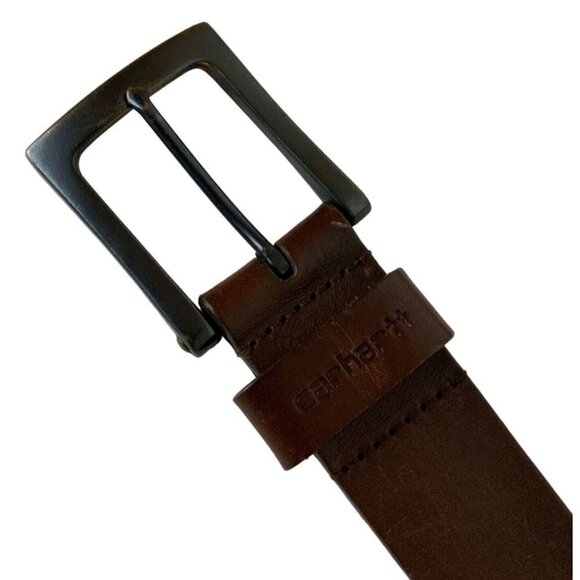 Carhartt Mens Anvil Belt Size 42 Brown Leather Work Casual Gunmetal Buckle - Picture 3 of 5